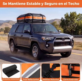 Mala de tejadilho universal para carro 131 x 101 x 45 cm, impermeável em PVC, 600 L, com 6 ganchos, 10 correias, faixas refletoras e saco de transport