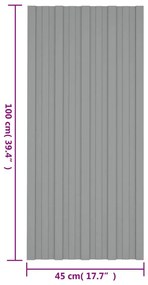 Painéis de telhado 12 pcs 100x45 cm aço galvanizado cinzento