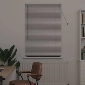 Persiana de Janela com cortinas Manual Prata 80 x 130 cm Alumínio