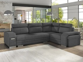 Sofá de canto Kingsport 101, Cama com arrumação, 305x205x90cm, 209 kg, Pernas: Plástico