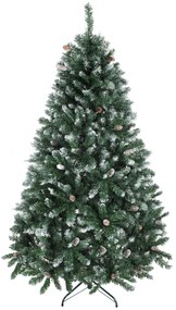 Árvore de Natal Artificial 180 cm Árvore de Natal com 910 Ramos com Efeito Neve 58 Pinhas Verde