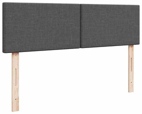 Cama Otomana com Colchão &amp; LEDs Cinzento Escuro 140x190cm