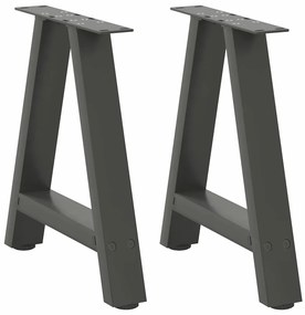 vidaXL Pés para mesa de centro em formato A, 2 peças, antracite, 50x (42-43) cm, aço