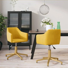 vidaXL Cadeiras de jantar giratórias 2 pcs veludo amarelo