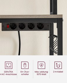 Armario de cozinha com tomadas 40 x 80 x 170 cm preto-greige
