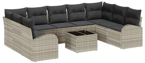 Conjunto de Sofá de Jardim vidaXL de 10 Peças com Almofadas Cinza Ratt