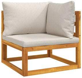 4 pcs conj. lounge de jardim madeira c/ almofadões cinza-claro