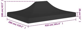 Teto para tenda de festas 4x3 m 270 g/m² preto