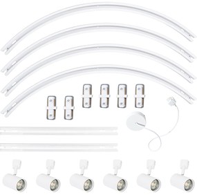 Sistema de iluminação de trilho moderno com 6 focos brancos monofásicos oval 100cm - Iconic Jeana