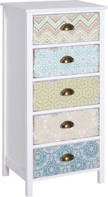 HOMCOM Cómoda de Dormitório Moderna Cómoda de Madeira com 5 Gavetas com Diferentes Padrões Móvel Cómoda 46x34x97,5 cm Multicor | Aosom Portugal