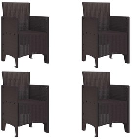 vidaXL Cadeira de Jardim 4 pcs Castanho 53 x 49 x 85 cm PP