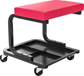 HOMCOM banco de mecânico banco de oficina móvel carga 135 kg tabuleiro de ferramentas rodízios incluídos 36,5 x 33,5 x 35 cm vermelho | Aosom Portugal
