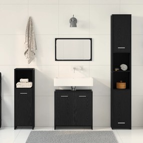 Conjunto de Móveis para Casa de Banho 4 Peças Carvalho Preto Madeira d