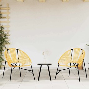 vidaXL Cadeiras de jardim 3 pcs vime preto e amarelo