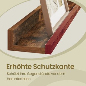 Conjunto de 2 Prateleiras suspensas de parede 10 x 60 x 5/2 cm Castanho