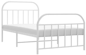 Estrutura de cama com cabeceira e pés 100x190 cm metal branco