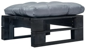 vidaXL Otomano de paletes com almofadão cinzento madeira preto