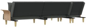 Sofá-cama em forma de L 279x140x70 cm tecido cinzento-escuro