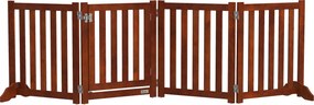 PawHut Barreira de Segurança para Cães Dobrável Barreira para Cães Pequenos com 4 Painéis com Suporte de Pé 205x30x60 cm Madeira | Aosom Portugal