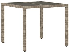 5 pcs conjunto de jantar p/ jardim c/ almofadões vime PE cinza