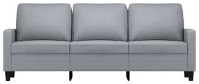 Sofá de 3 lugares 180 cm tecido cinza-claro