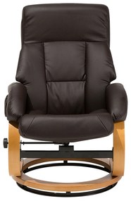 Cadeira de massagem com repousa-pés em pele sintética castanha escura FORCE Beliani