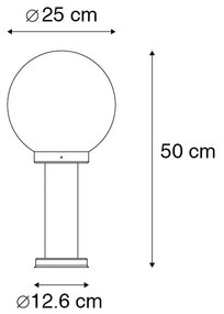 Candeeiro de pé exterior preto bola transparente 50cm IP44 - SFERA Moderno