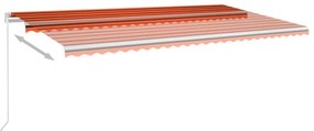 Toldo retrátil manual 600x350 cm laranja e castanho