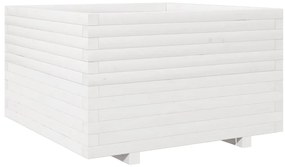 Vaso/floreira jardim 80x80x49,5 cm madeira pinho maciça branco