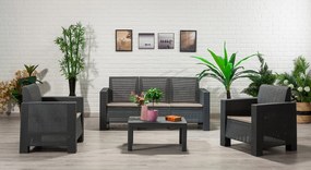 Conjunto Lounge de Jardim “Aksu” — Sofá, Poltronas e Mesa de Centro —