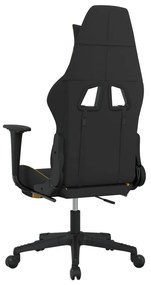 Cadeira de gaming com apoio para os pés tecido preto e amarelo