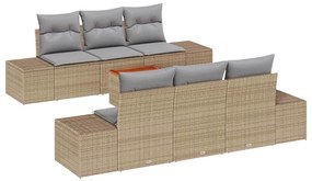 Conjunto de Sofá de Jardim 7 pcs Bege, cinza claro