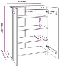 Sapateira HAMAR 85x40x108 cm pinho maciço branco
