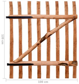 Portão para cerca 1 pc 100x120cm madeira de aveleira impregnada