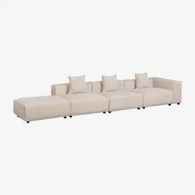 Sofá Modular De 3 Peças Canto Direito Com Puff (↔︎450 Cm) Bruna Bombazina Crema Linho - Sklum