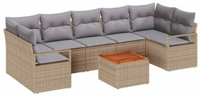 Conjunto de Sofá de Jardim 8 pcs Bege, cinza claro