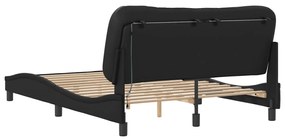 Estrutura de cama c/ luzes LED 120x200cm couro artificial preto