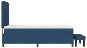 Cama Box Spring com Colchão e Banco Azul 90x200 cm Tecido