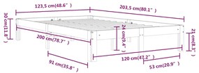 Estrutura de cama 120x200 cm pinho maciço