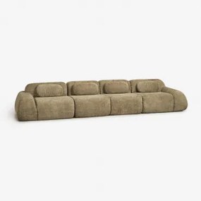Sofá Modular De 4 Peças Em Chenille Embalado A Vácuo Merida Chenille Grossa Verde Sálvia - Sklum