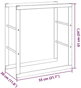 Suporte para lenha 55x30x61 cm aço preto