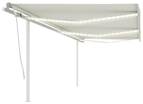 Toldo retrátil manual com LED 6x3,5 m cor creme