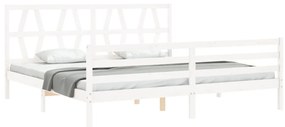 Estrutura de cama com cabeceira 200x200cm madeira maciça branco