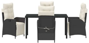 Conjunto de Jantar de Jardim com 5 Peças em Rattan Sintético Preto