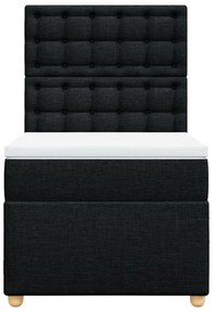 Cama com molas/colchão 90x190 cm tecido preto