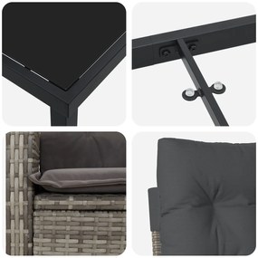 Conjunto de Jantar de Jardim com 5 Peças e Almofadas - Rattan Poliéste