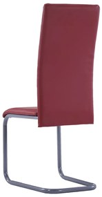 Cadeiras de jantar cantilever 4 pcs couro artificial vermelho