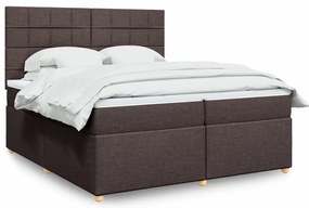 Cama com molas/colchão 200x200 cm tecido castanho-escuro