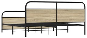 Estrutura de cama sem colchão 180x200cm metal carvalho sonoma