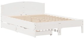 Cama sem colchão 140x190 cm madeira de pinho maciça branco